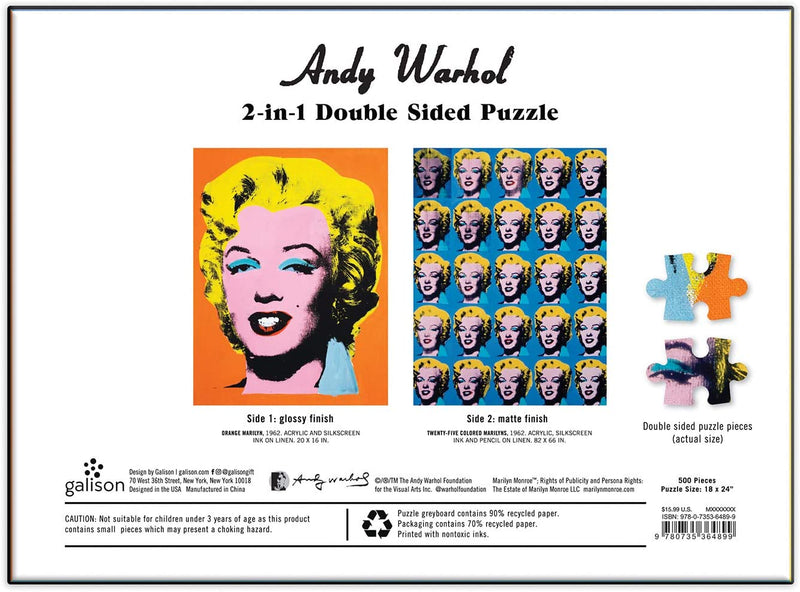 Galison 500pc - Andy Warhol 2 in 1 Double Sided